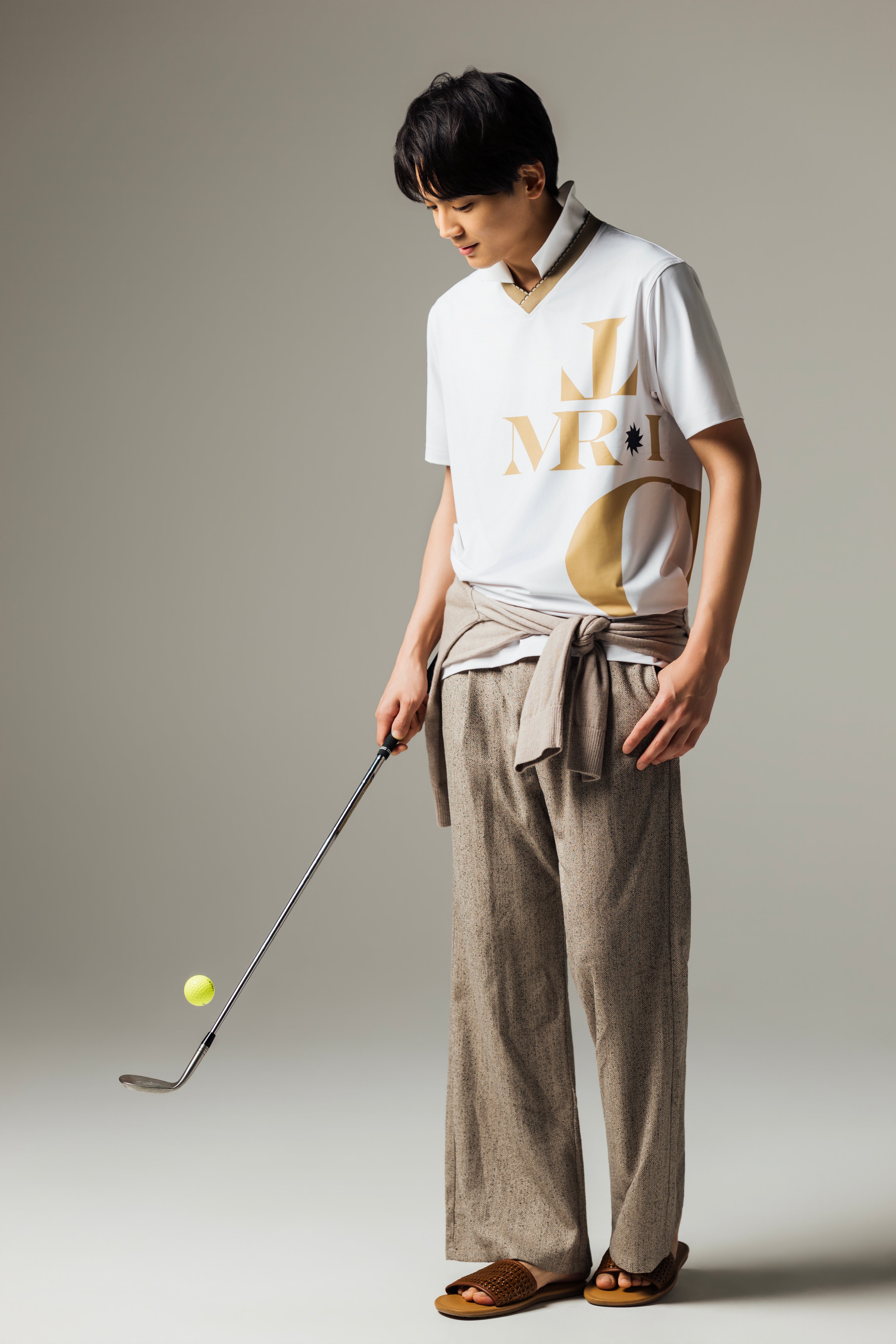 MEN’S｜パフォーマンス<br> MR グラフィック ポロ｜<br>高伸縮 - ホワイト