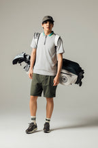 MEN’S｜パフォーマンス <br>ジップ ポロ｜高伸縮 - ライトグレー
