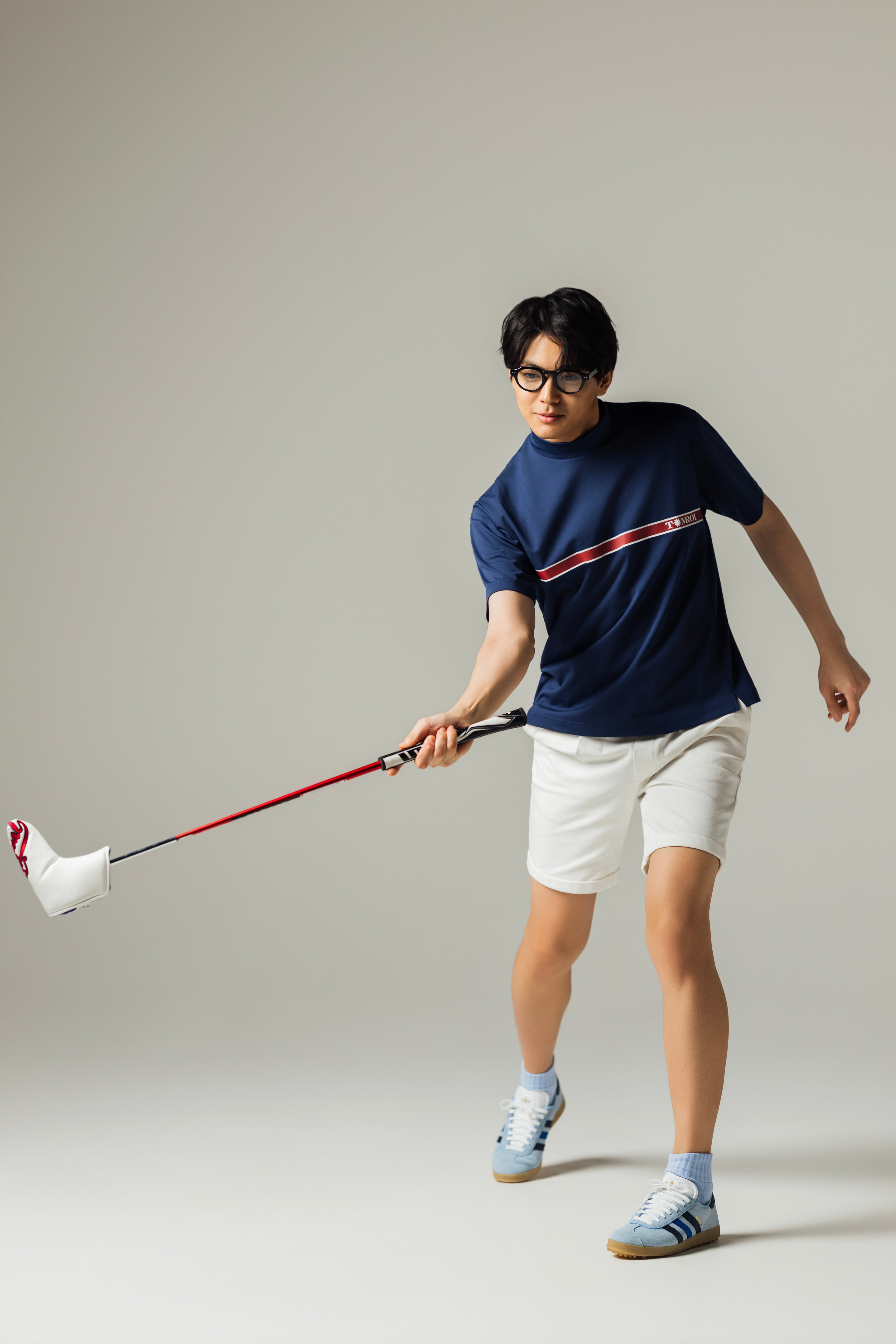 MEN’S｜パフォーマンス<br>ライン モックネック - ブルー