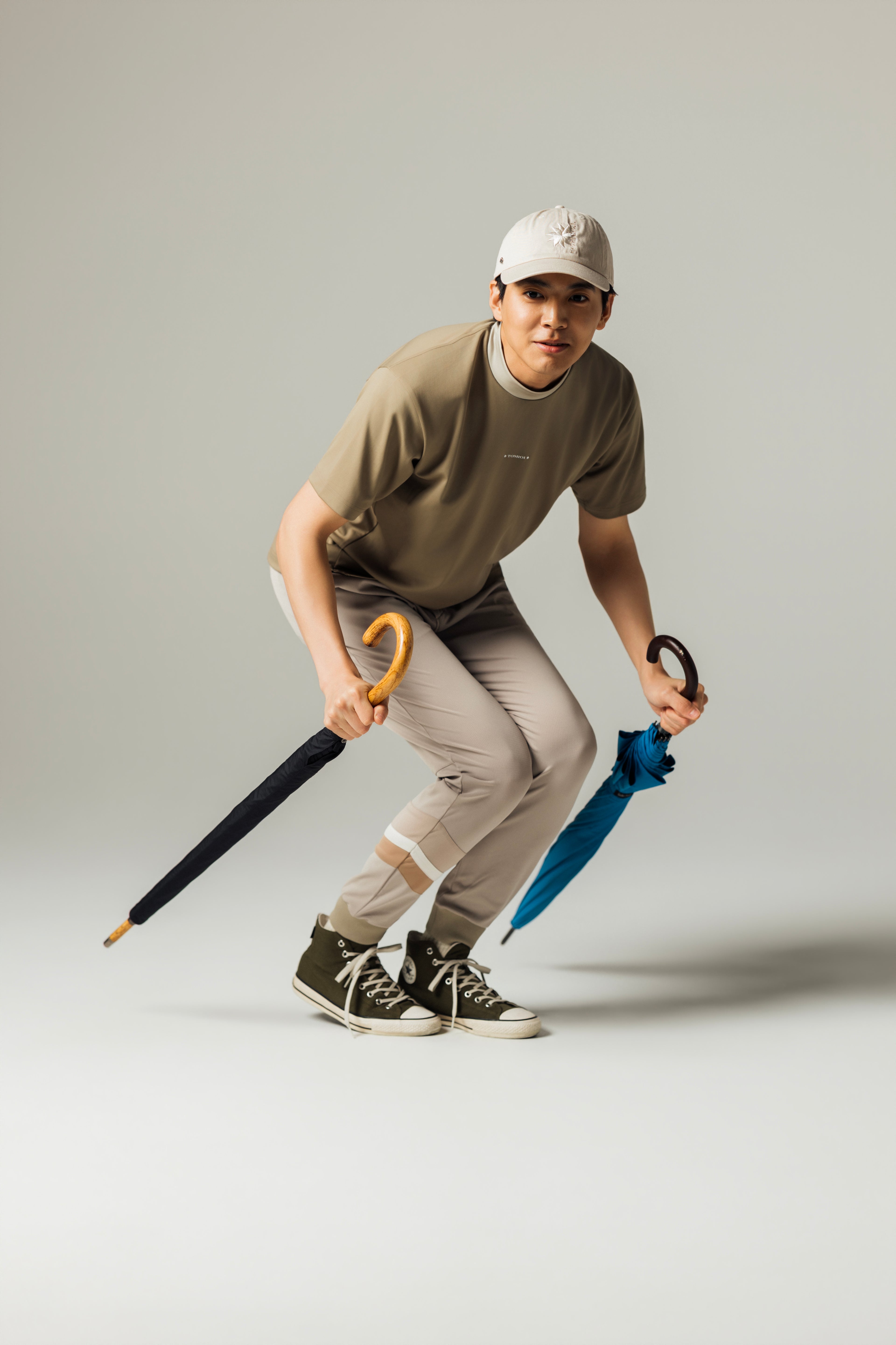 MEN’S｜クール パフォーマンス<br> ライン ジョガー｜<br>接触冷感・UPF50 - ベージュ