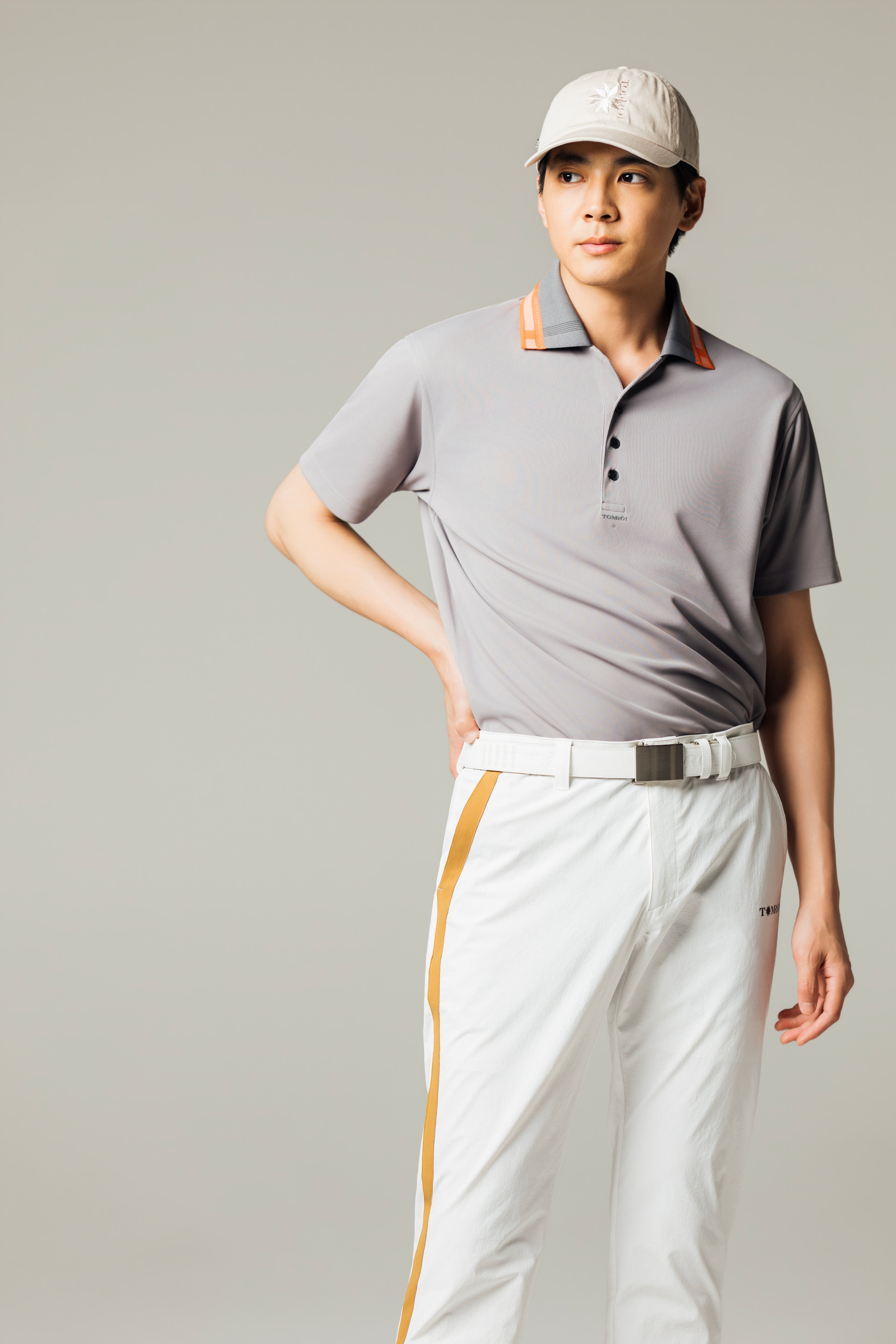 MEN’S｜パフォーマンス <br>ロゴ ポロ｜吸水速乾・UVカット - グレー