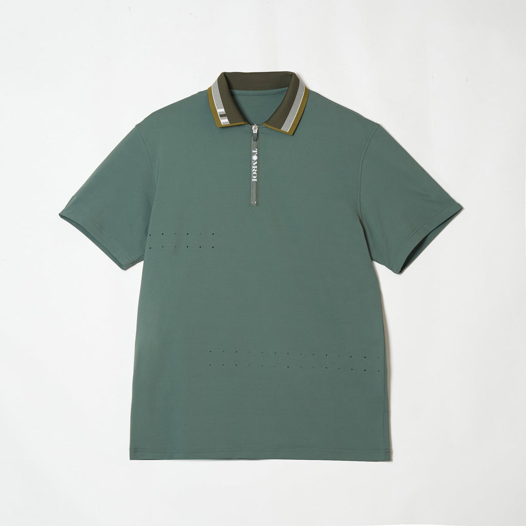 WOMEN’S｜パフォーマンス<br>ジップ　ポロ｜高伸縮｜ - カーキ