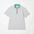 MEN’S｜パフォーマンス <br>ジップ ポロ｜高伸縮 - ライトグレー