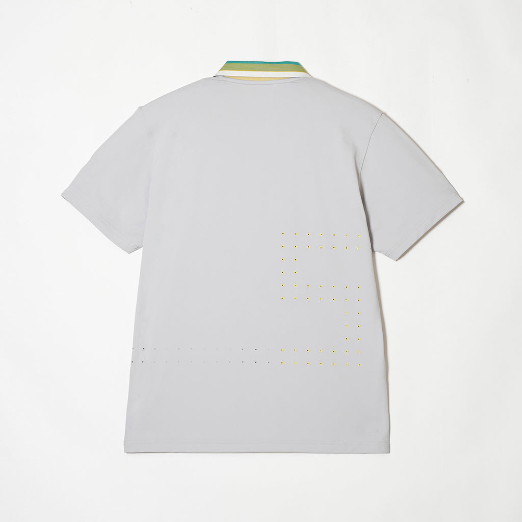 MEN’S｜パフォーマンス <br>ジップ ポロ｜高伸縮 - ライトグレー